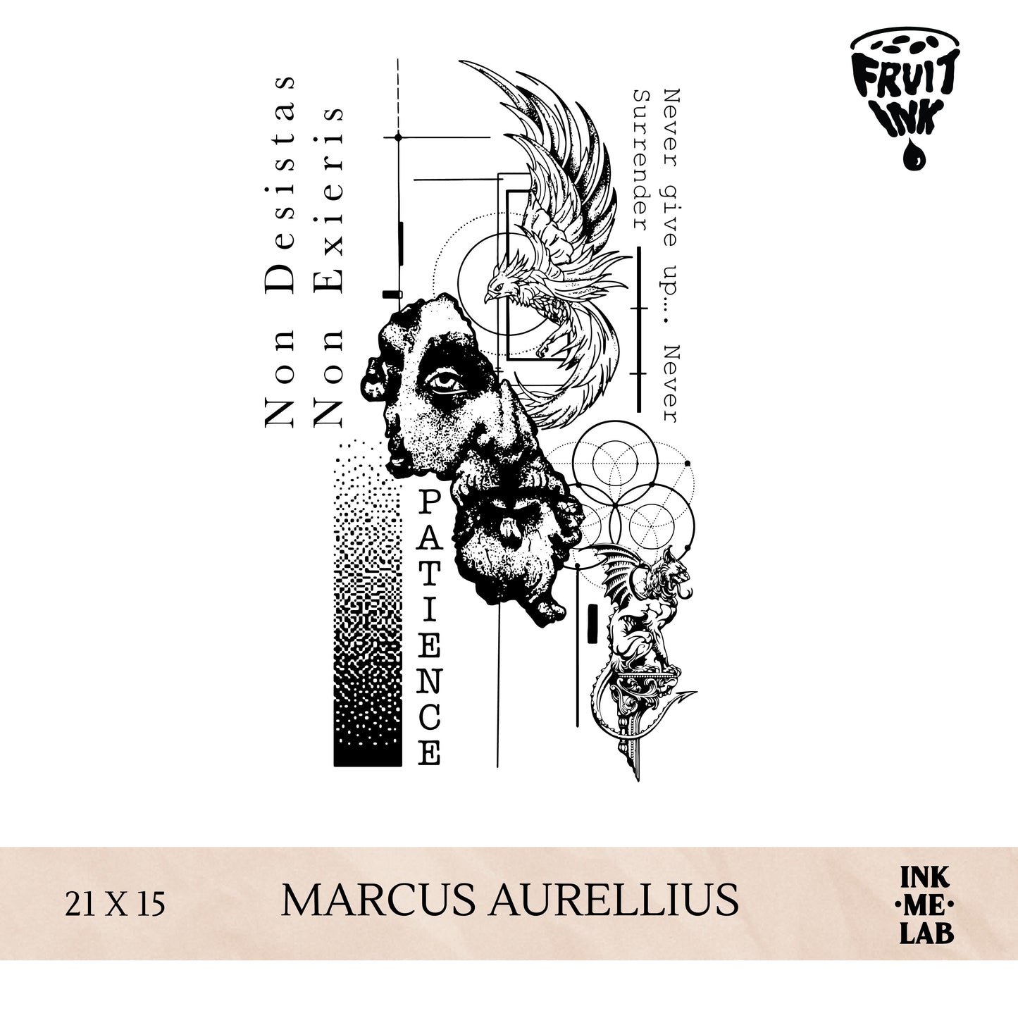 MARCUS AURELIUS TATTO 21x15cm BY INKME.LAB Tato Temporer