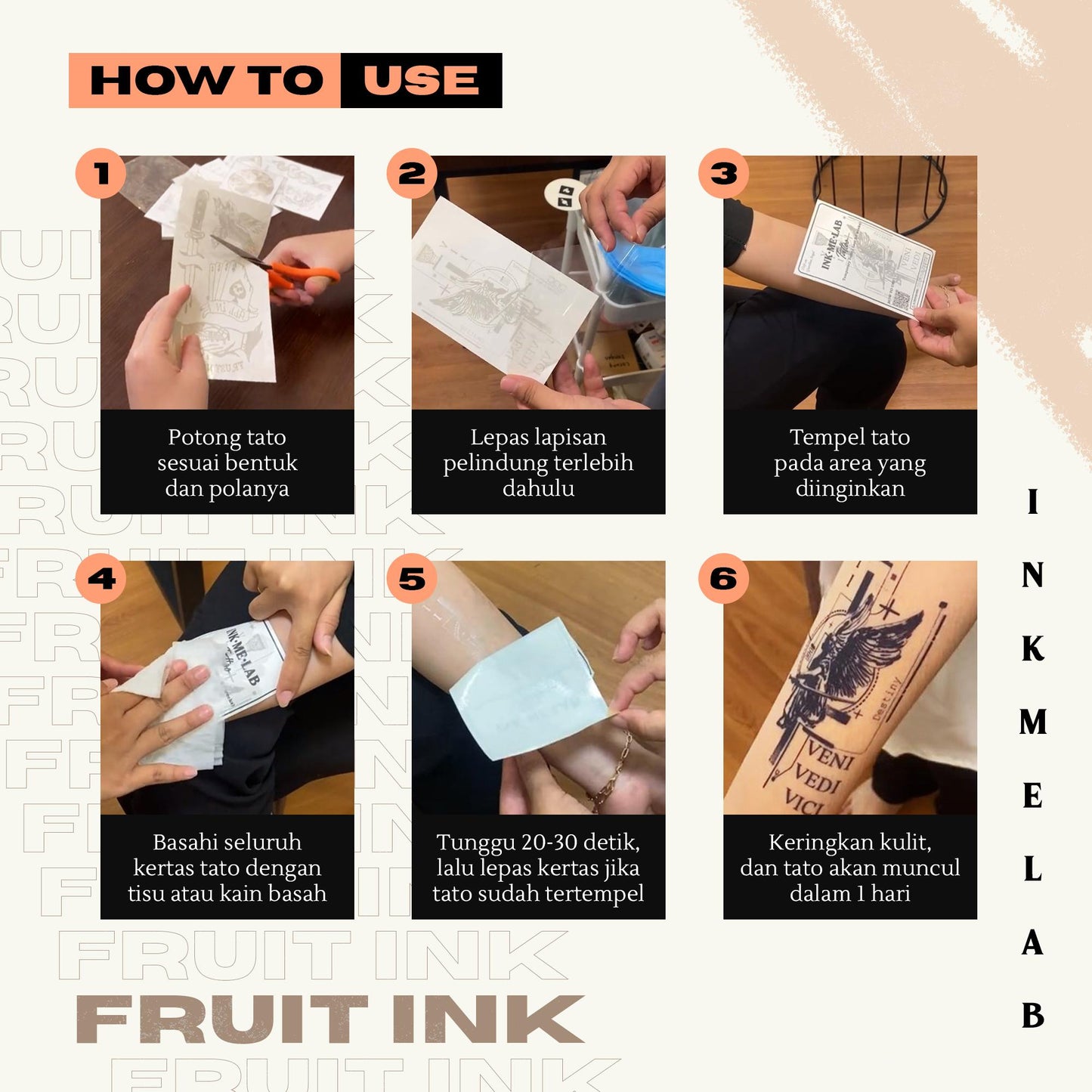 MINI FRUIT INK TATTO 5x5 cm VOL 2 BY INKME.LAB Tato Temporer Temporary