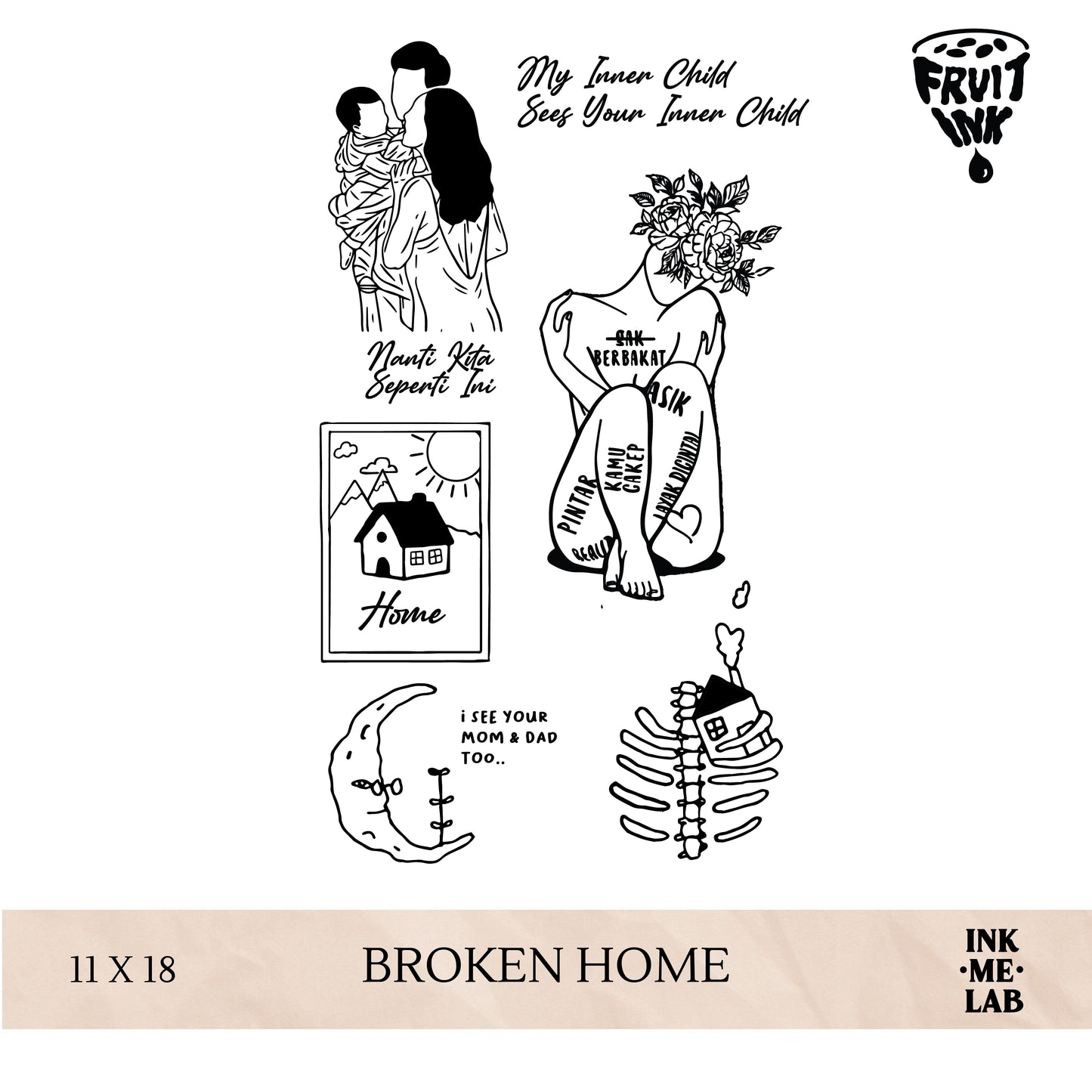 FRUIT INK TATTO 11x18 cm VOL 2 BY INKME.LAB Tato Temporer Temporary