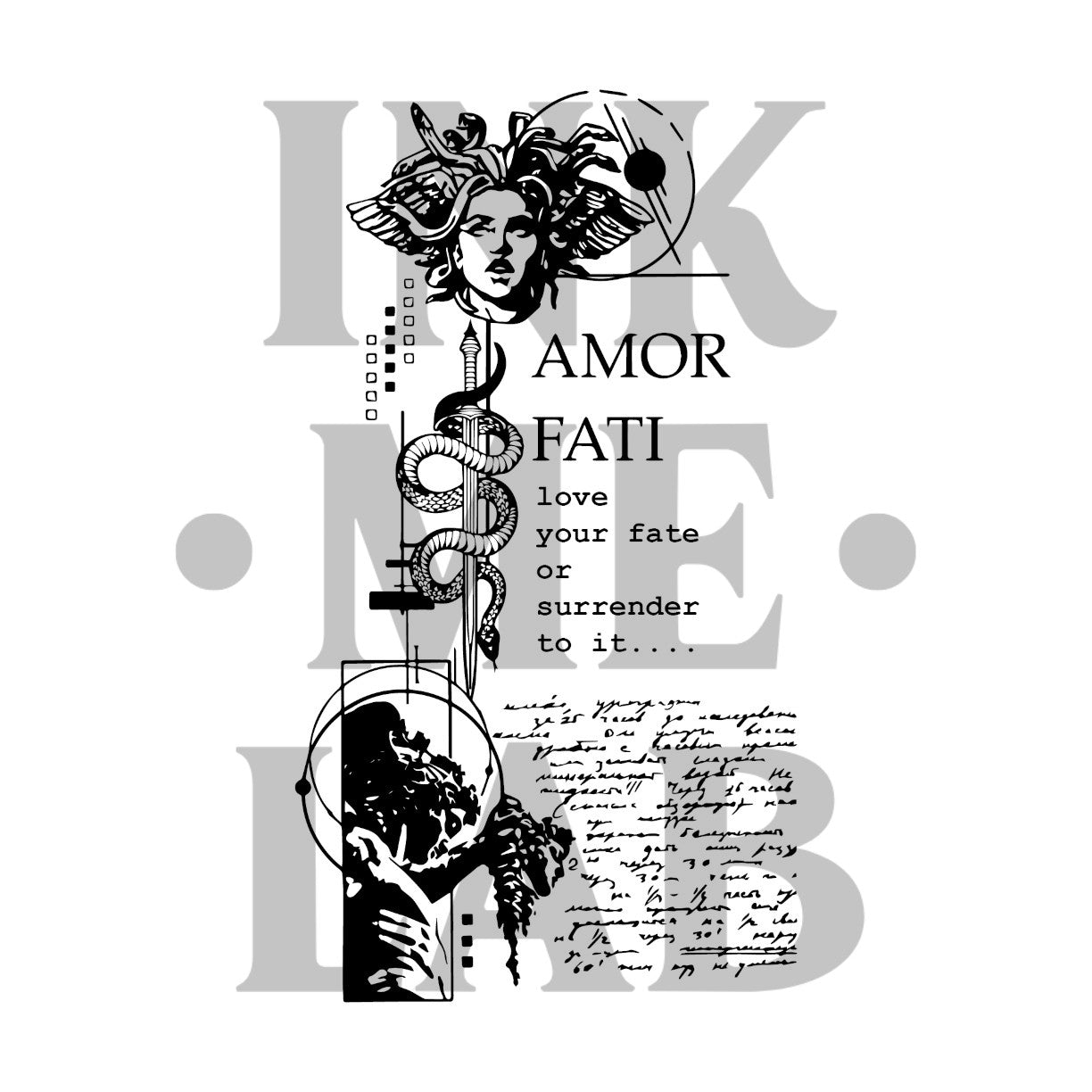 Amor Fati Tattoo by Inkmelab 15x9 , Fruit Ink Tattoo Temporer Bertahan 2-3 Minggu
