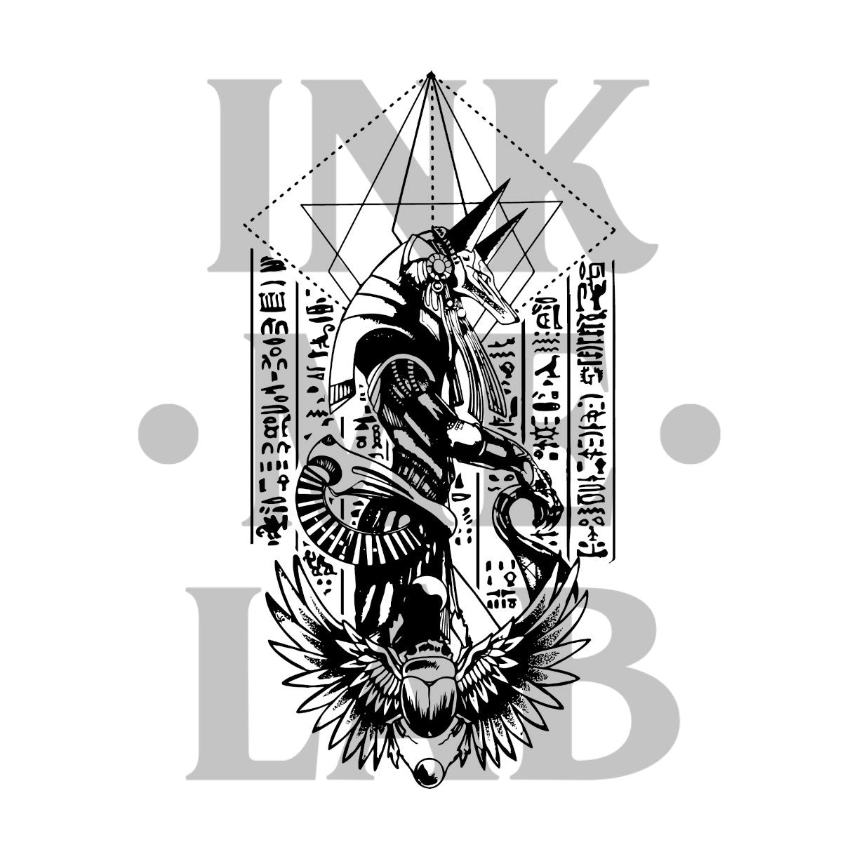 Anubis Tattoo by Inkmelab 15x9 , Fruit Ink Tattoo Temporer Bertahan 2-3 Minggu