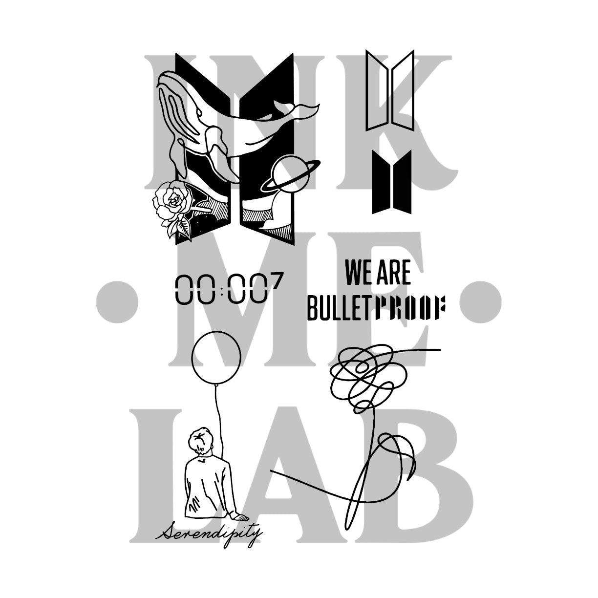 BTS Tattoo by Inkmelab 11x18 , Fruit Ink Tattoo Temporer Bertahan 2-3 Minggu