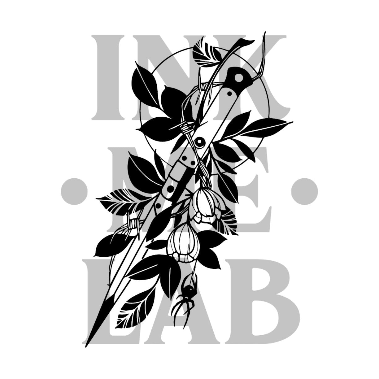 Dagger Tattoo by Inkmelab 10x7 , Fruit Ink Tattoo Temporer Bertahan 2-3 Minggu