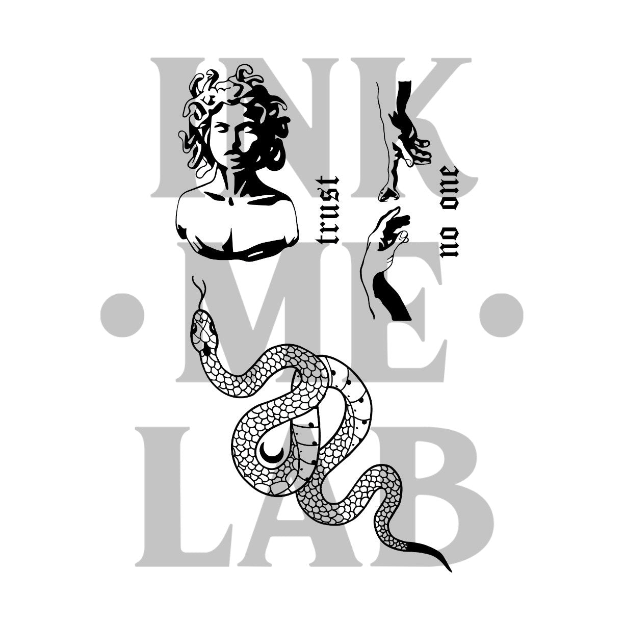 Medusa Tattoo by Inkmelab 11x18, Fruit Ink Tattoo Temporer Bertahan 2-3 minggu