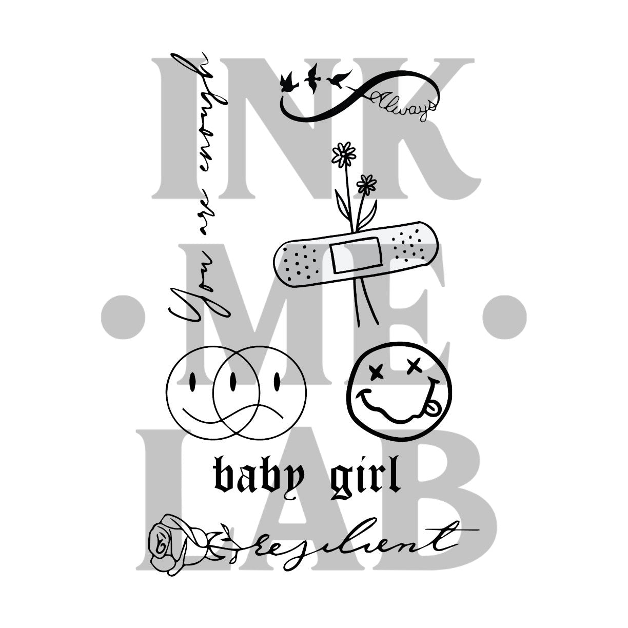 Ressilience Tattoo by Inkmelab 11x18 , Fruit Ink Tattoo Temporer Bertahan 2-3 Minggu