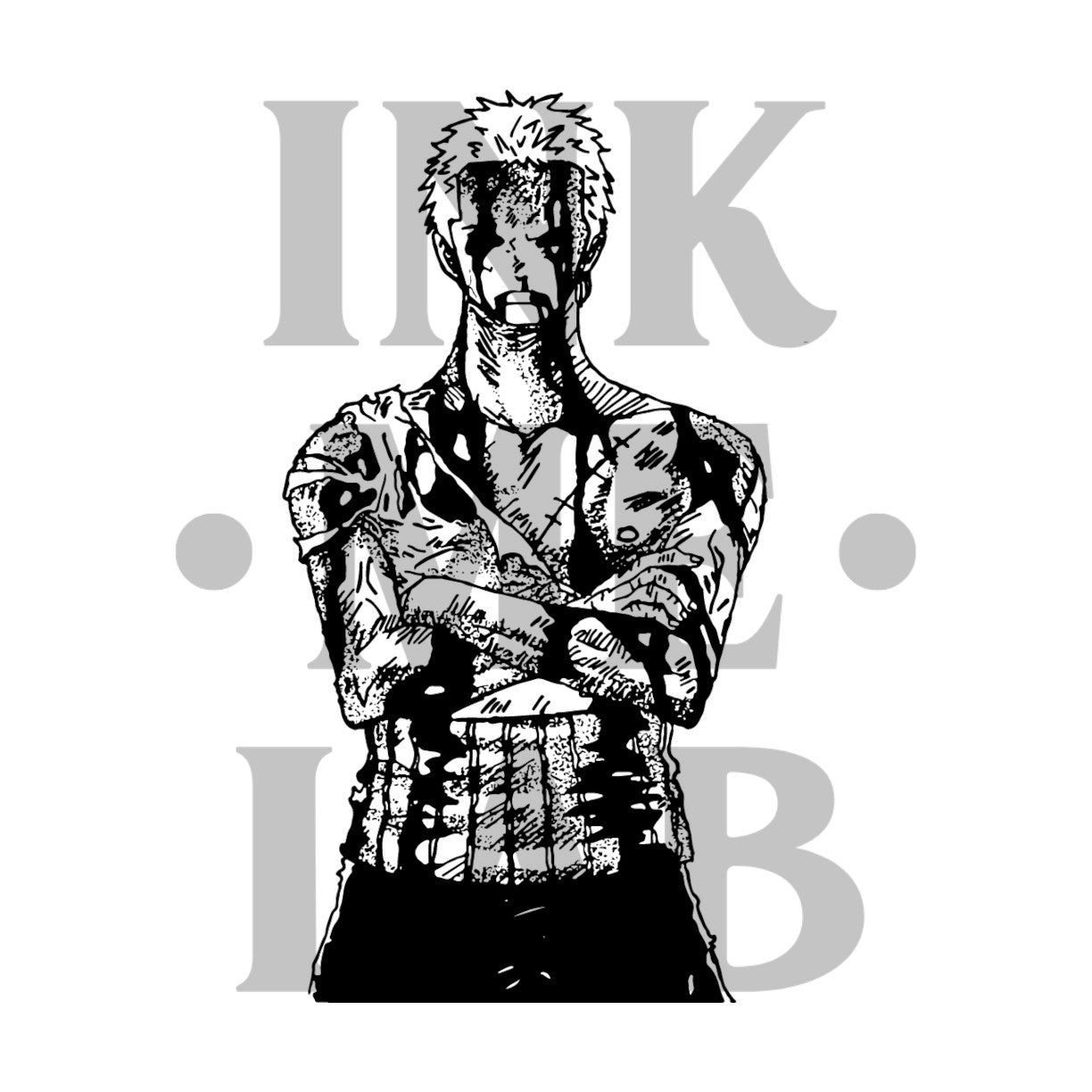 Roronoa Zoro Tattoo by Inkmelab 10x7 , Fruit Ink Tattoo Temporer Bertahan 2-3 Minggu