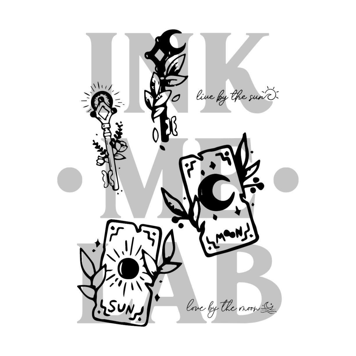 Sun and Moon Tattoo by Inkmelab 10x7 , Fruit Ink Tattoo Temporer Bertahan 2-3 Minggu