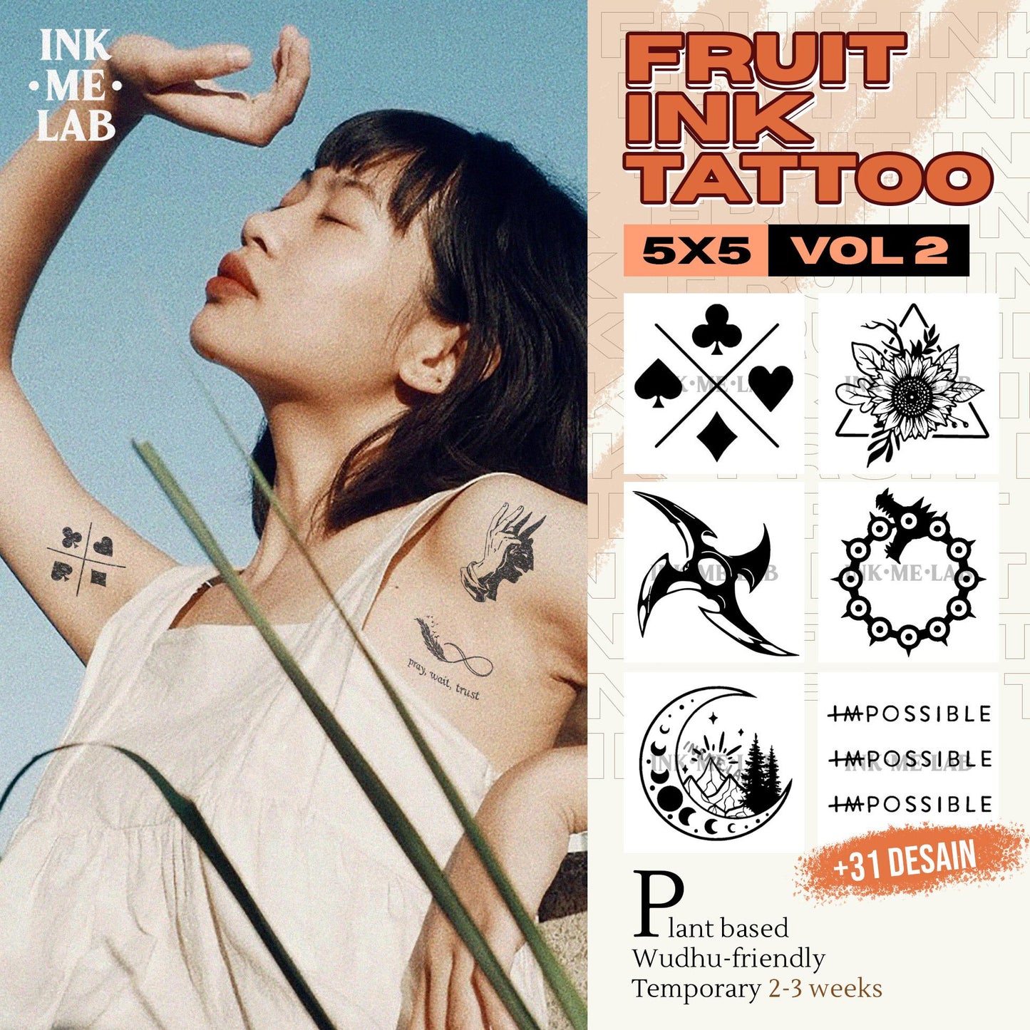 MINI FRUIT INK TATTO 5x5 cm VOL 2 BY INKME.LAB Tato Temporer Temporary