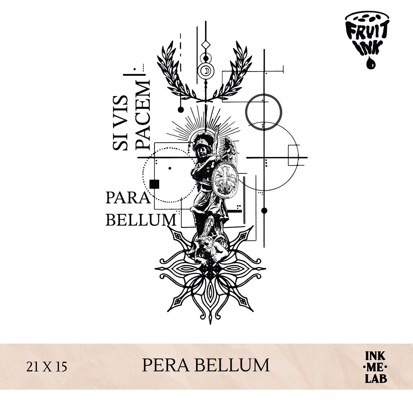 PARA BELLUM TATTO 21x15cm BY INKME.LAB Tato Temporer