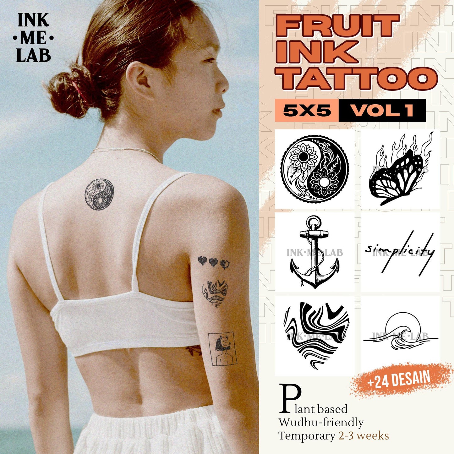 MINI FRUIT INK TATTO 5x5 cm VOL 1 BY INKME.LAB Tato Temporer Temporary