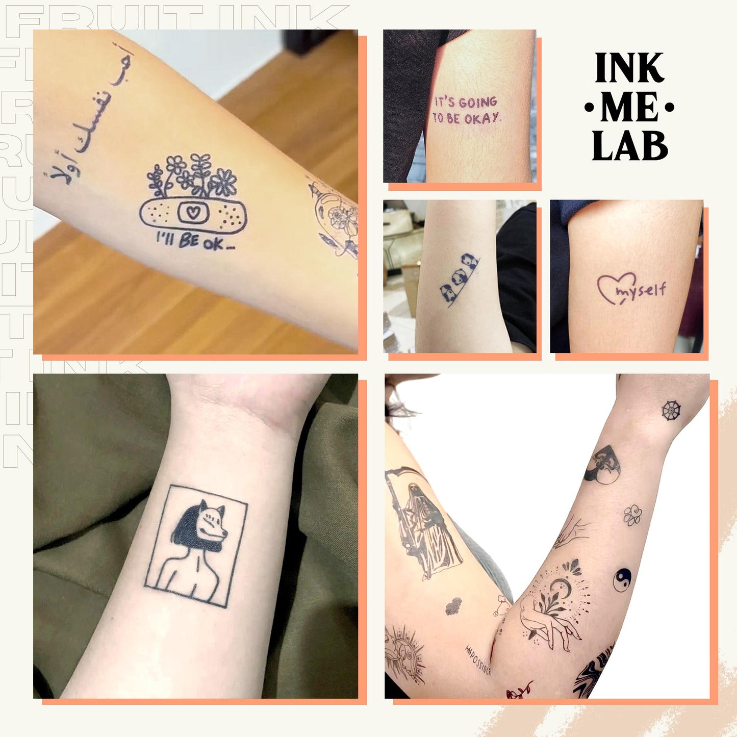 MINI FRUIT INK TATTO 5x5 cm VOL 1 BY INKME.LAB Tato Temporer Temporary