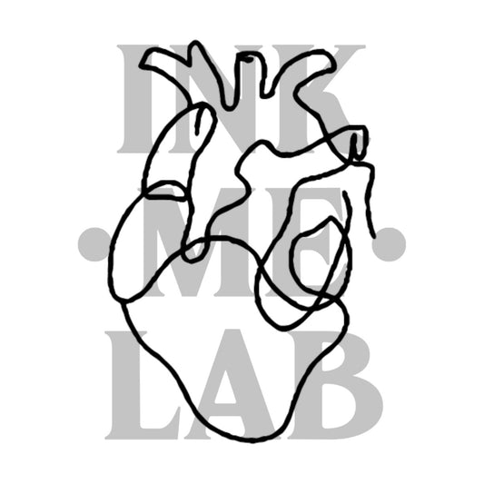 Heart Line Art Tattoo by Inkmelab 5x5, Fruit Ink Tattoo Temporer Bertahan 2-3 minggu