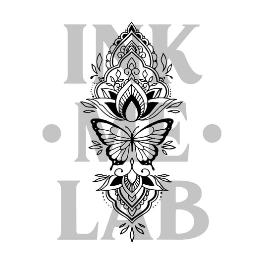 Mandala Butterfly Tattoo by Inkmelab 15x9, Fruit Ink Tattoo Temporer Bertahan 2-3 minggu
