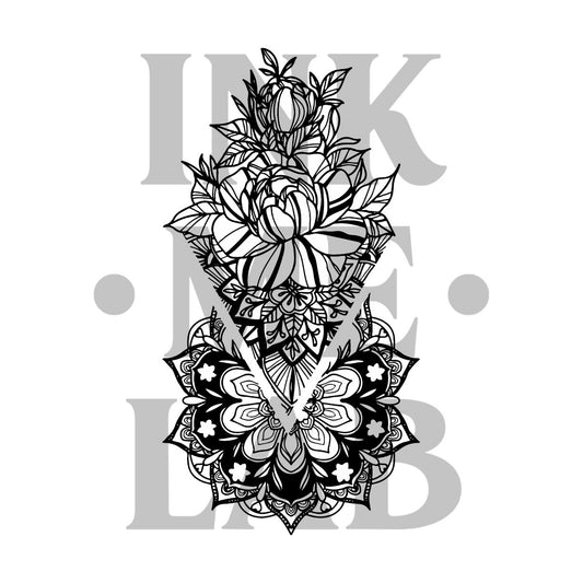Mandala Flower Tattoo by Inkmelab 15x9, Fruit Ink Tattoo Temporer Bertahan 2-3 minggu