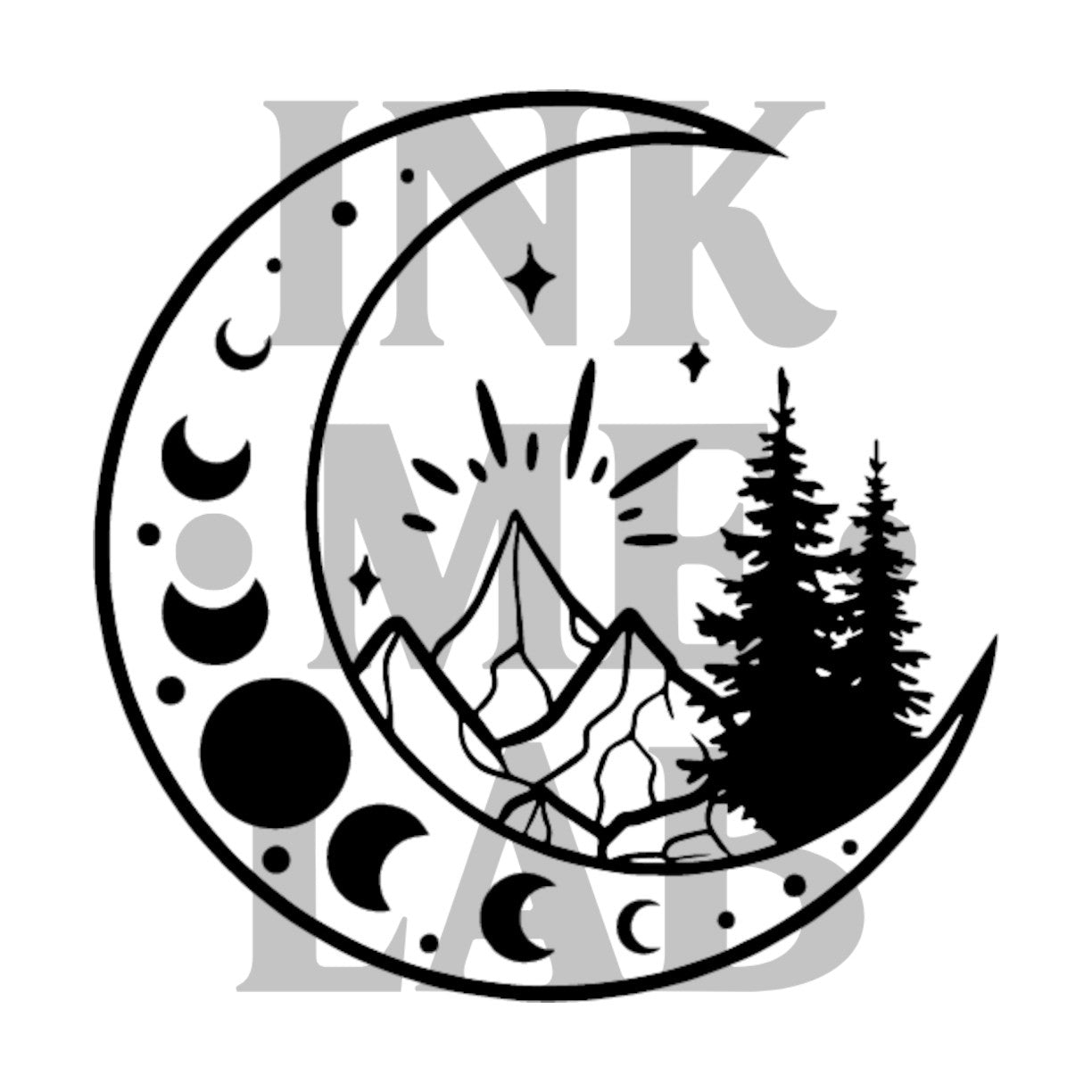 Mountain and Moon Tattoo by Inkmelab 5x5, Fruit Ink Tattoo Temporer Bertahan 2-3 minggu