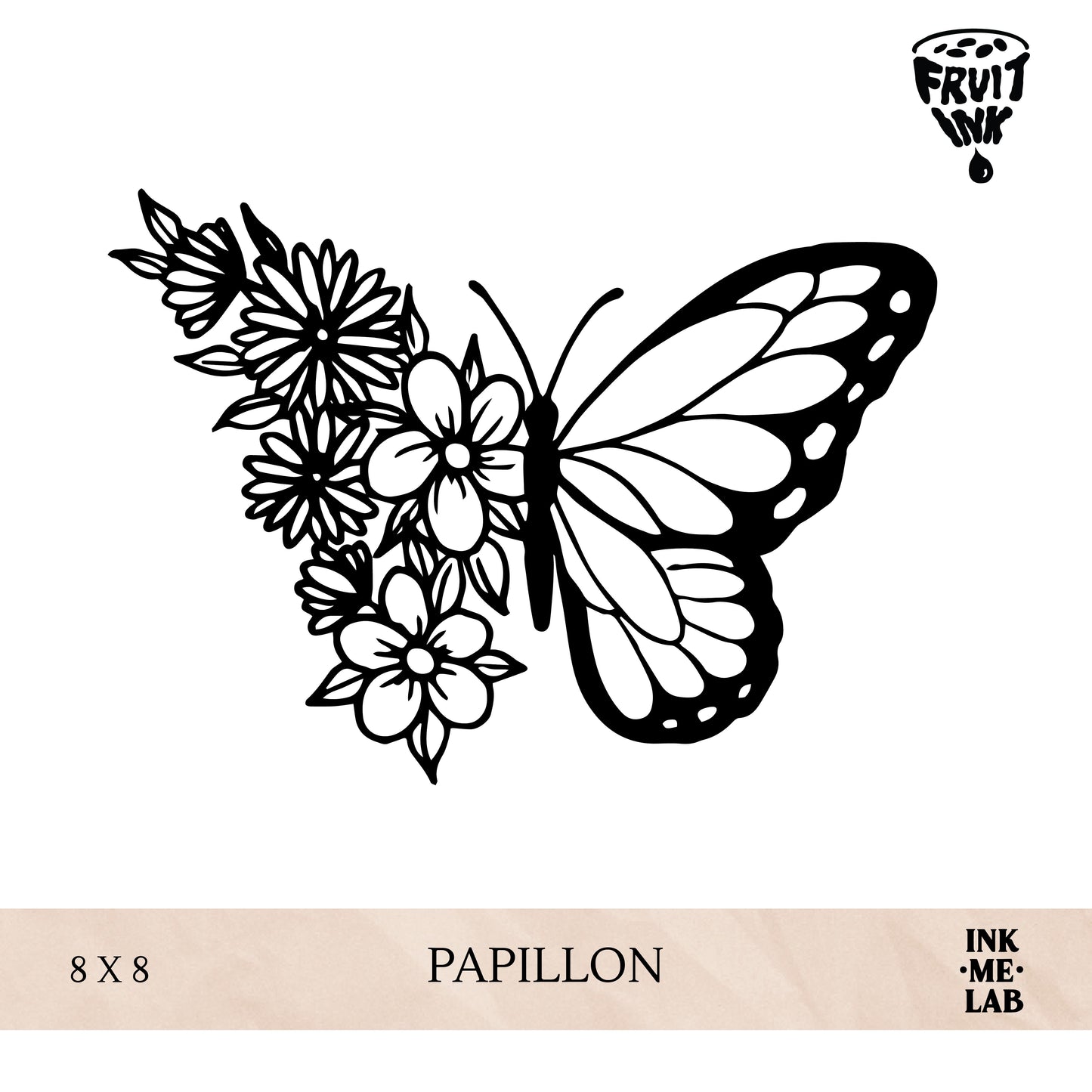 PAPILION TATTO 8x8cm BY INKME.LAB Tato Temporer